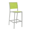 Tropical Breezeway Outdoor Restaurant Bar Height Chair With Stackable Aluminum Frame And Faux Teak Seat 