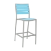 Tropical Breezeway Outdoor Restaurant Bar Height Chair With Stackable Aluminum Frame And Faux Teak Seat 