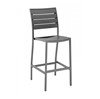 Classic Breezeway Outdoor Restaurant Armless Bar Height Chair With Aluminum Frame And Faux Teak Seat