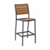 Classic Breezeway Outdoor Restaurant Armless Bar Height Chair With Aluminum Frame And Faux Teak Seat