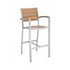 Classic Breezeway Outdoor Restaurant Bar Height Chair With Aluminum Frame And Faux Teak Seat