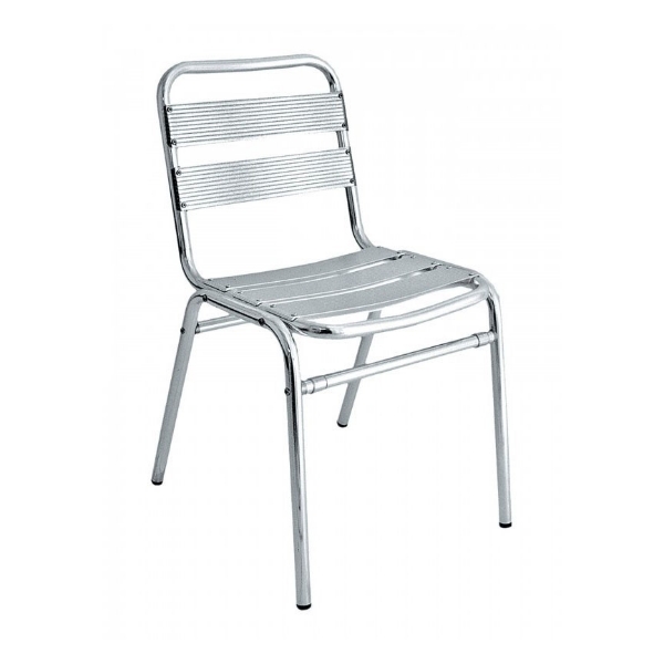 Brewhouse Industrial Metal Outdoor Restaurant Dining Chair With Stackable Aluminum Frame