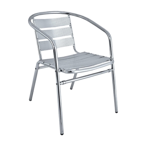 Brewhouse Industrial Metal Outdoor Restaurant Dining Chair With Stackable Aluminum Frame