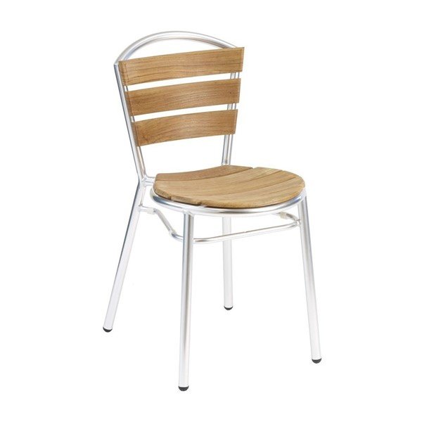 Coffee House Outdoor Restaurant Armless Dining Chair with Stackable Aluminum Frame