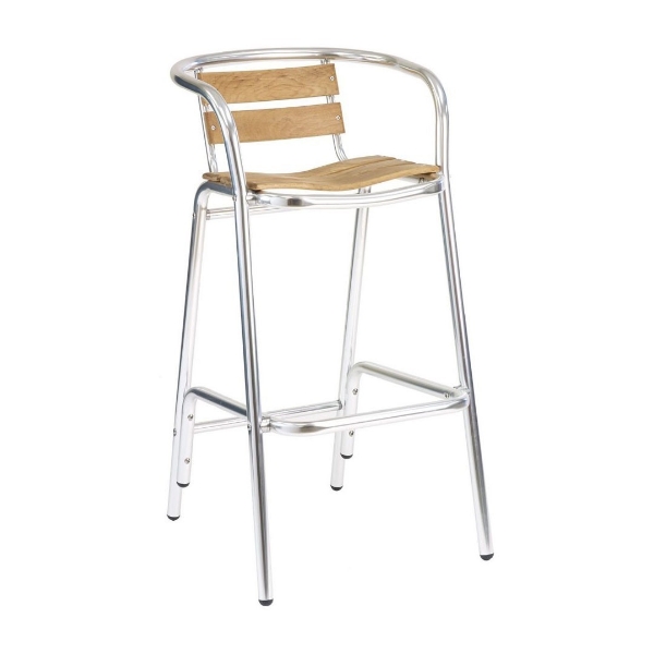 Coffee House Outdoor Restaurant Bar Height Chair With Aluminum Frame