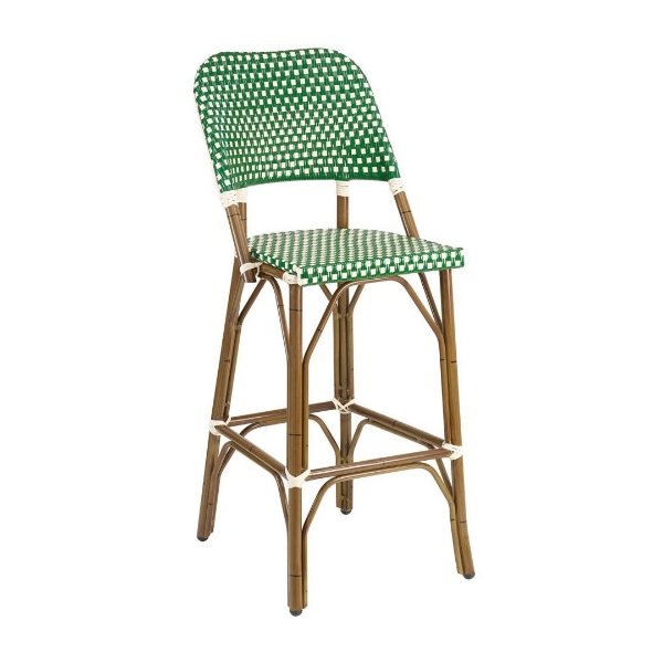 Fiji Outdoor Restaurant Armless Bar Height Chair With Aluminum Frame And PE Weave Seat 