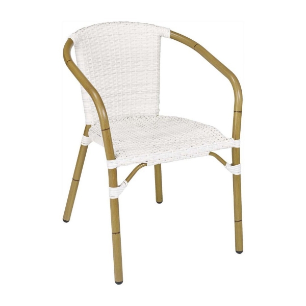 Cafe Outdoor Restaurant Dining Chair With Stackable Aluminum Frame And PE Weave Seat