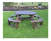 54" Octagonal Walk-In Wooden Picnic Table