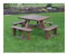 44" Pressure Treated Pine Square Walk-In Wooden Picnic Table - 200 Lbs.