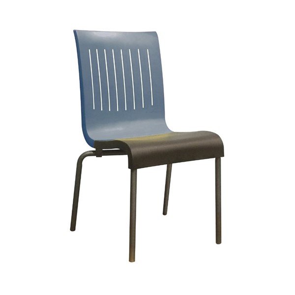 Viva Stacking Commercial Plastic Resin Dining Chair - Denim Blue