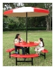 6 Foot Round Two-Tone Valance Fiberglass Umbrella with Alternating Colors; Powder Coated Black Steel 1 1/2" Pole - 55 lbs.