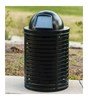 Horizontal Strap Steel Trash Receptacle with Dome Top and Liner - 22 or 32 Gallon