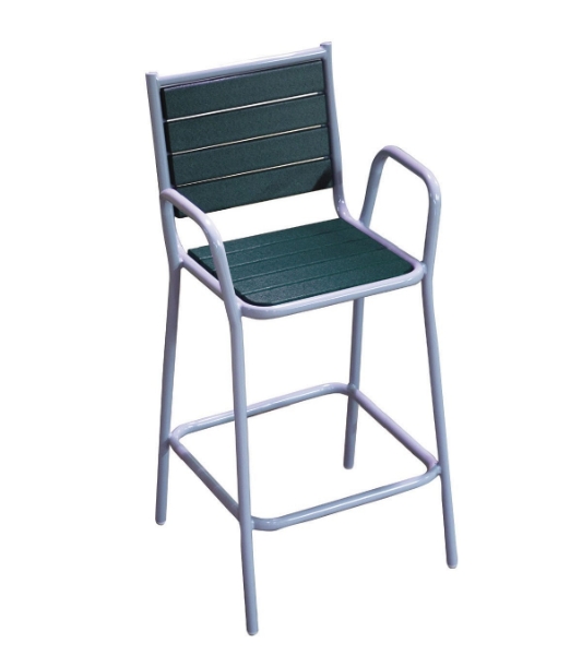 Recycled Plastic Bar Height Chair With Powder Coated Steel Frame