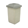 30 Gallon Commercial Concrete Square Trash Receptacle With Pitch-In Lid