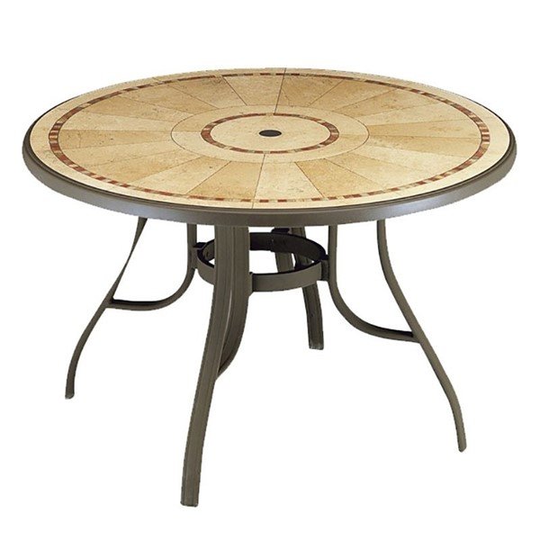 48" Round Louisiana Pietra Decor Aluminum Patio Table