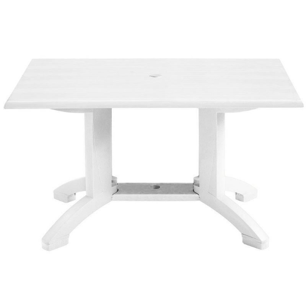 48" x 32" Rectangle Atlanta White Plastic Resin Patio Table - 51 lbs.