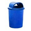 55 Gallon Round Smooth Plastic Trash Receptacle with 2-Way Open Top Lid & Liner - 38 lbs.