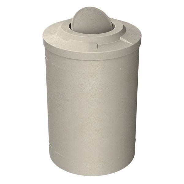 55 Gallon Round Smooth Plastic Trash Receptacle with Bug Barrier Flat Lid & Liner - 29 lbs.
