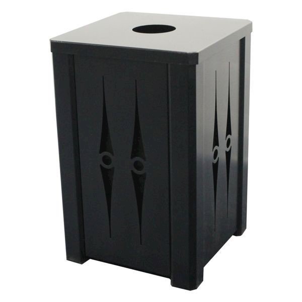 32 Gallon Square Custom Cut Steel Panel Trash Receptacle with Recycle Top & Liner - 61 lbs.