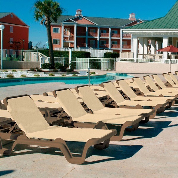 Marina Sling Chaise Lounge with Plastic Resin Frame Furniture Leisure