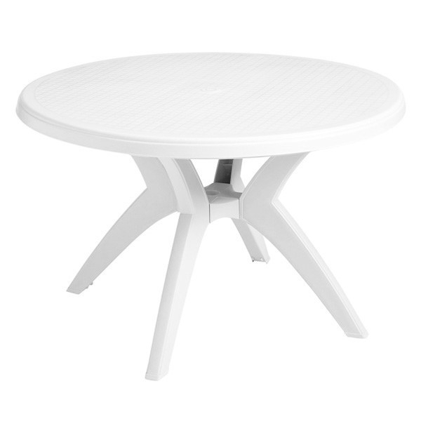 IBIZA 46" Round Plastic Resin Commercial Pool Dining Table with Umbrella Hole