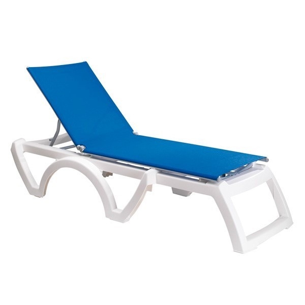 Jamaica Beach Sling Chaise Lounge, Plastic Resin Frame with Vinyl Coated Polyester Sling Fabric