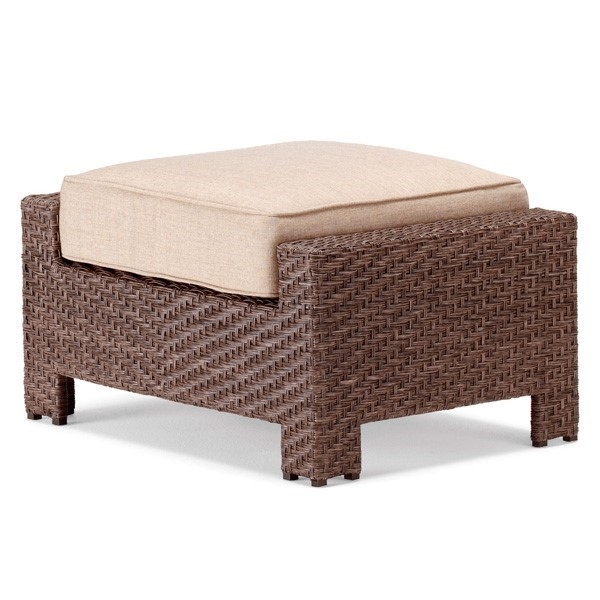 Telescope Lake Shore Outdoor Cushion Ottoman with Wicker Frame