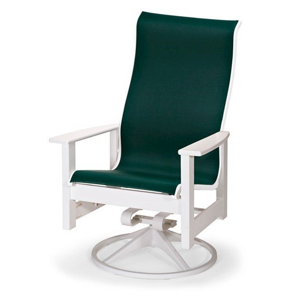 Telescope Leeward High Back Sling Swivel Rocker Dining Chair with Marine Grade Polymer Frame