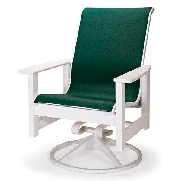 Telescope Leeward Sling Swivel Rocker Dining Chair with Marine Grade Polymer Frame