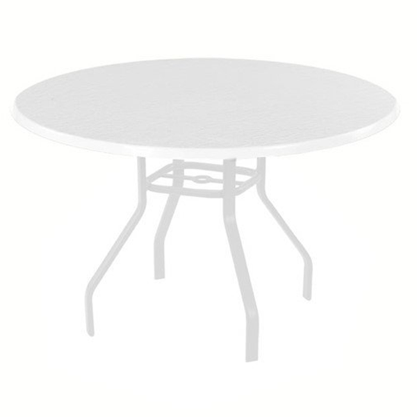 Quick Ship White Round Fiberglass Patio Dining Table With Commercial White Aluminum Frame