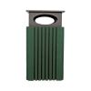 40 Gallon Recycled Plastic Square Trash Can with Rain Cap