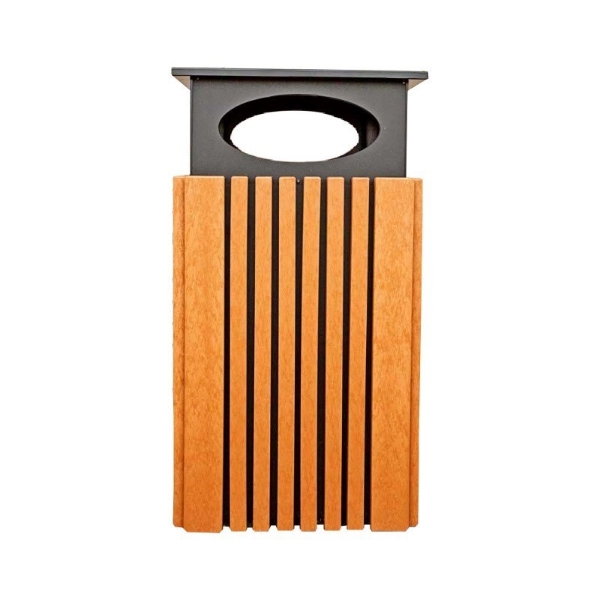 40 Gallon Recycled Plastic Square Trash Can with Rain Cap
