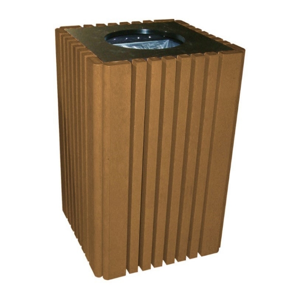 Tall 40 Gallon Recycled Plastic Square Trash Can with Lid