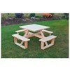 44" Pressure Treated Pine Square Walk-In Wooden Picnic Table