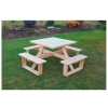 44" Pressure Treated Pine Square Walk-In Wooden Picnic Table