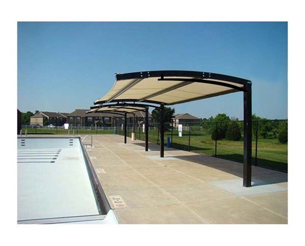 Custom Fabric Arched Cantilever Shade Structure with Steel Frame