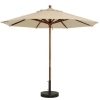 9 Ft. Round Wooden Market Umbrella with Outdura Marine Grade Fabric