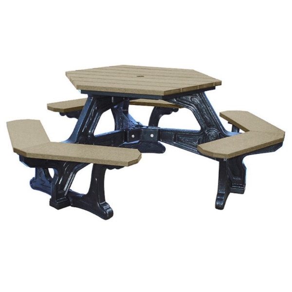 Plaza Hexagonal Recycled Plastic Picnic Table