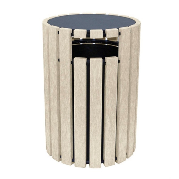 33 Gallon Round Recycled Plastic Trash Receptacle