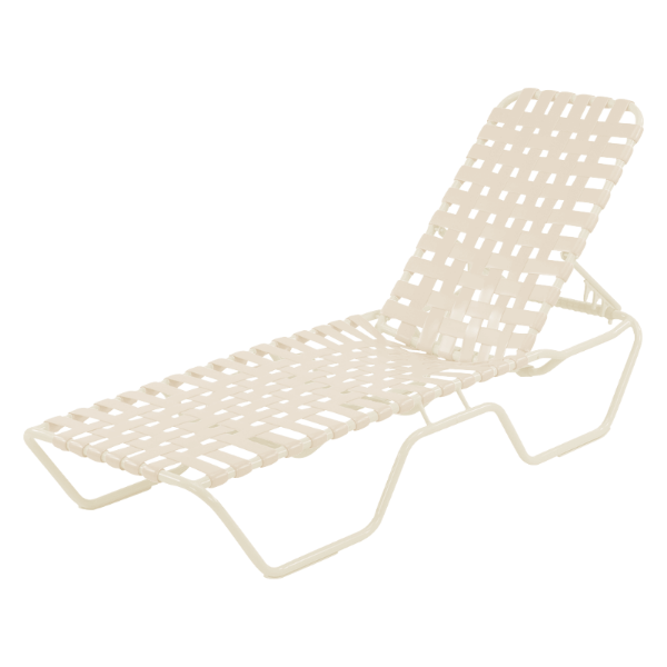 Commercial Vinyl Strap Pool Furniture St. Maarten Cross Weave Strap Chaise Lounge