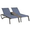Sunset Sling Duo Chaise Lounge with Plastic Resin Frame and Middle Console