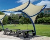 Tornado Fabric Umbrella Shade Structure Umbrella With 12 Ft. Peak Height And Single Steel Column - Small