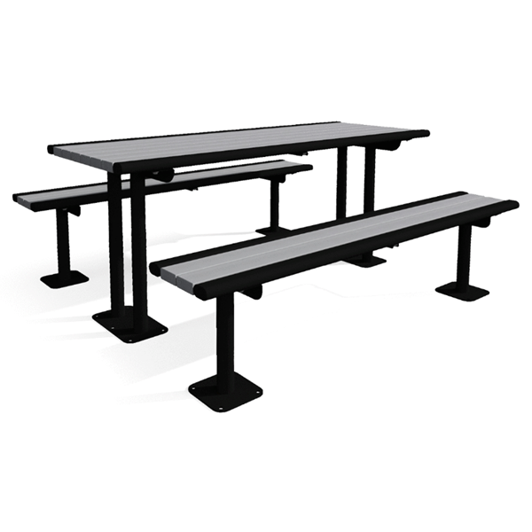 Arches Recycled Plastic Pedestal Table with Detached Benches - 6 Ft.