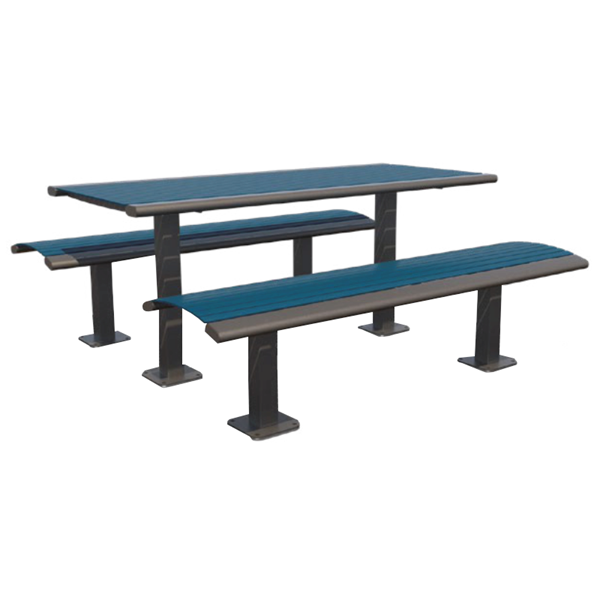 Arches Steel Pedestal Table with Detached Benches - 6 Ft.