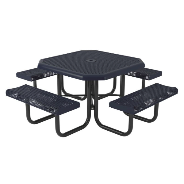46" Rolled Perforated Octagonal Polyethylene Coated Metal Picnic Table
