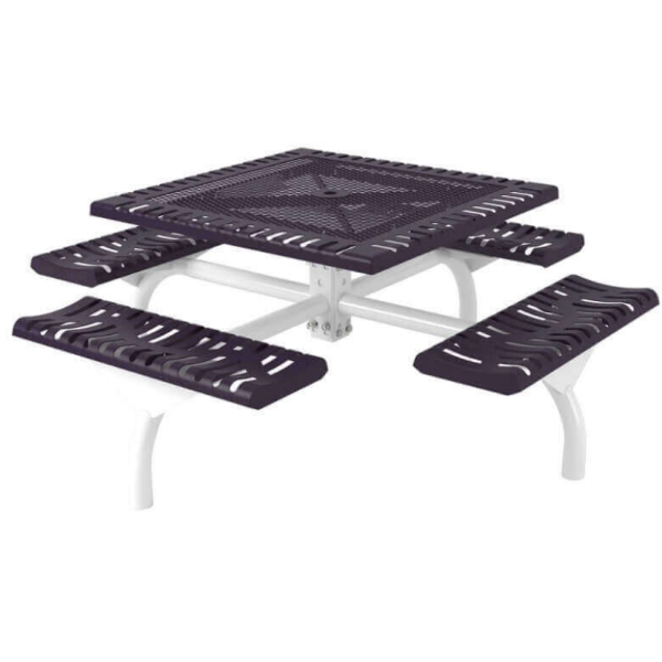 46" Square Classic Web Style Polyethylene Coated Steel Picnic Table