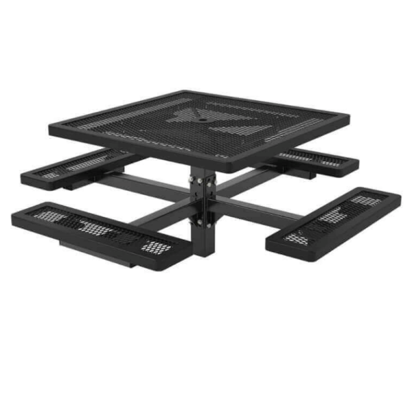 46" Square Polyethylene Coated Metal Pedestal Picnic Table