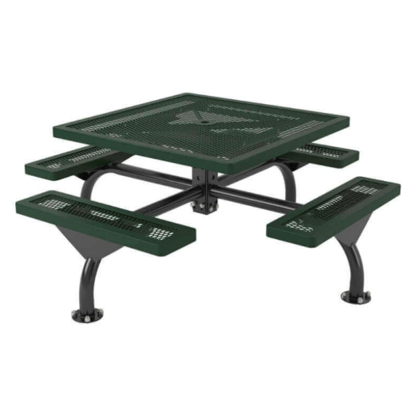 46" Square Web Style Polyethylene Coated Metal Picnic Table