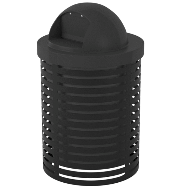 Horizontal Strap Steel Trash Receptacle