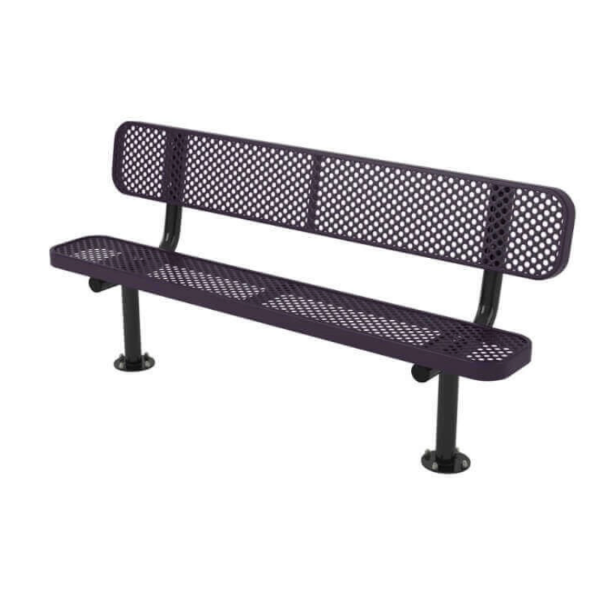 Ultra Leisure Perforated Style Polyethylene Coated Steel Stationary Bench